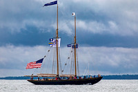 Tall Ship Virginia Sailing on Cloudy Day