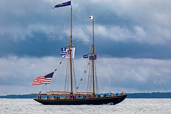 Tall Ship Virginia Sailing on Cloudy Day