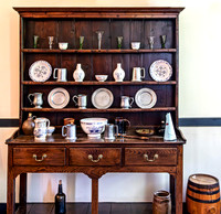 Vintage Wooden Dresser with Antique Crockery