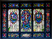 Stained Glass Window with Biblical Scenes