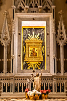 Religious Altar with Jesus Statue and Madonna Icon