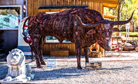 Metal Bull Sculpture Displayed Outdoors