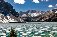 Bow Lake in Canadian Rockies with Melting Ice