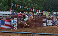 Bull rider competes at Longbranch Rodeo in Powhatan County, Virg