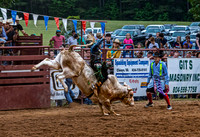 Cowboy Rides Bucking Bull at Powhatan County Rodeo