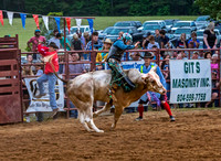 Cowboy Riding Bull at Rodeo