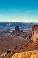 Desert Landscape with Red Rock Formation