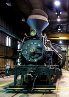 Classic Steam Train in Railway Workshop