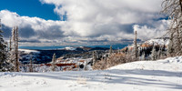 Winter Landscape with Snow and Cloudy Sky