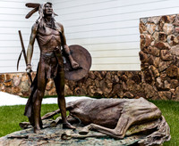 Bronze Sculpture of Indigenous Warrior and Horse