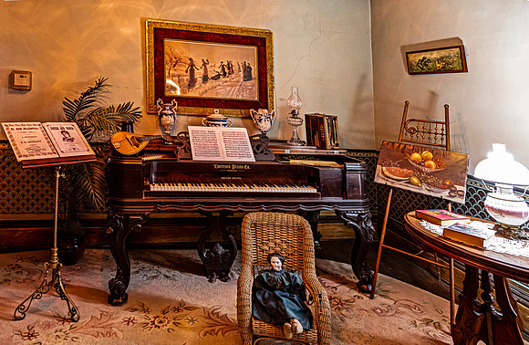Antique Emerson Square Grand Piano in Vintage Room