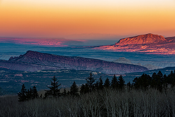 Sunset over Mountains and Landscape
