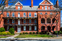 Historic Red Brick Building with Balconies