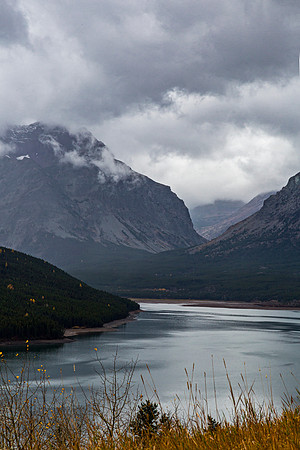 Cloudy Day Over River and Mountains