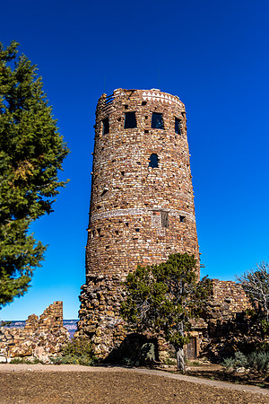 Desert View Watchtower against clear blue sky
