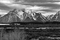 Grand Teton Range Landscape in Black and White