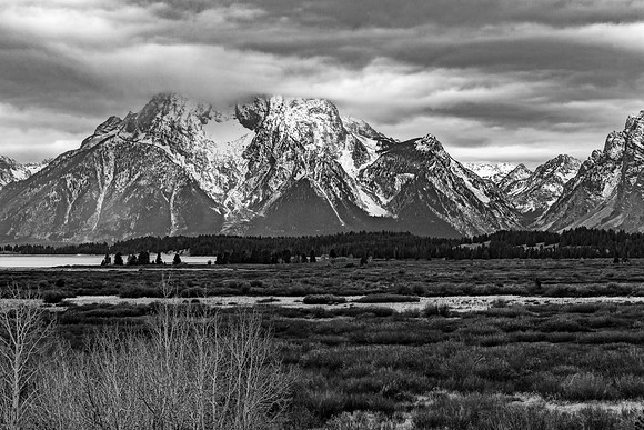 Grand Teton Range Landscape in Black and White