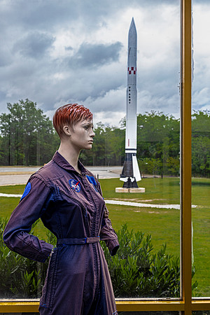 Astronaut Mannequin and Rocket Display