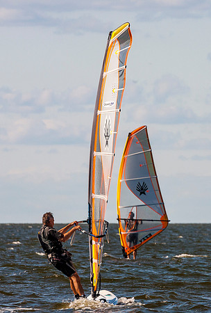 Two Windsurfers on Choppy Water