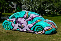 Octopus Street Art on Abandoned Car