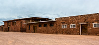 Historic Stone Buildings on a Cloudy Day
