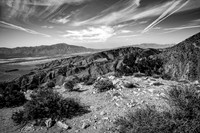Arid Mountainous Landscape in Black and White