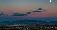 Twilight City and Mountains with Moon