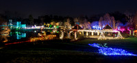 Park Illuminated with Festive Lights at Night