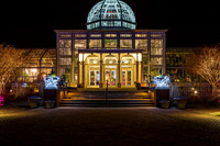 Botanical Garden Conservatory Illuminated at Night
