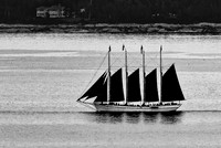Four-Masted Schooner on Water