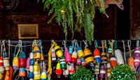 Colorful Fishing Buoys and Nautical Decor