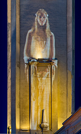 Woman Projected on Building Facade