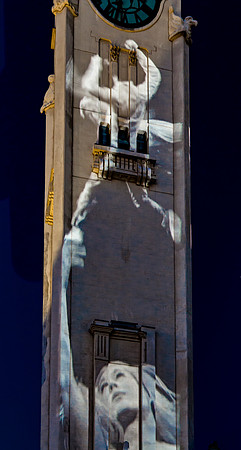 Artistic Projection on Building Facade at Night