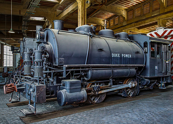 Duke Power Steam Locomotive in Roundhouse