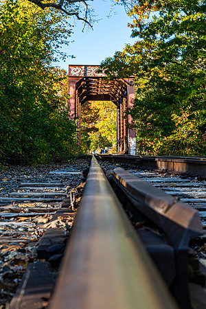 Autumn Railroad Bridge and Tracks