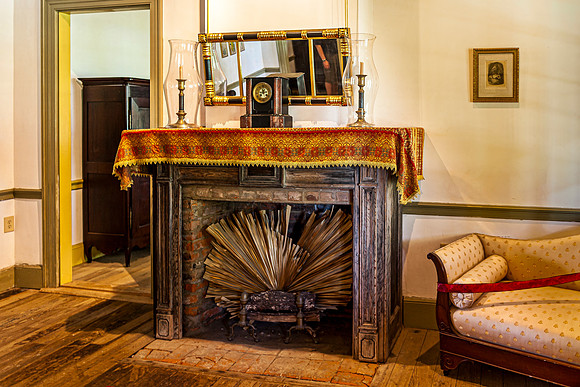 Antique Room with Fireplace and Clock