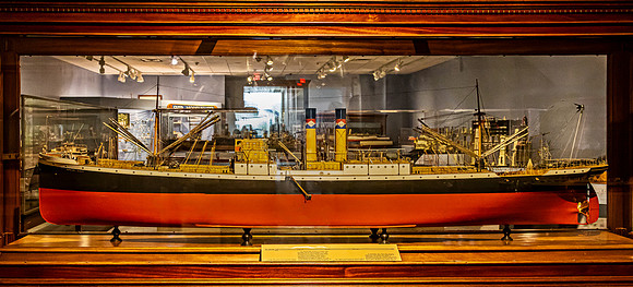 Cargo Ship Model in Museum Display