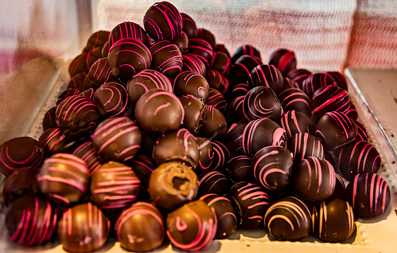 Chocolate Truffles with Pink Drizzle