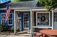 Rustic Building with American Flag