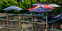 Outdoor Dining Patio with Umbrellas