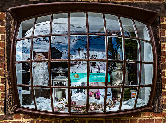 Wedding display in a curved window