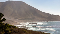 Rugged California Coastline with Hills and Ocean Waves