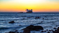 Sunset Waves Crashing on Rocks in San Luis Obispo