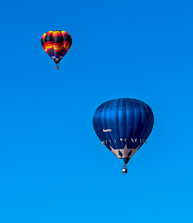 Hot Air Balloons Against Blue Sky