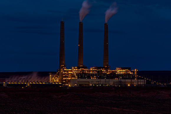 Industrial Power Plant at Night