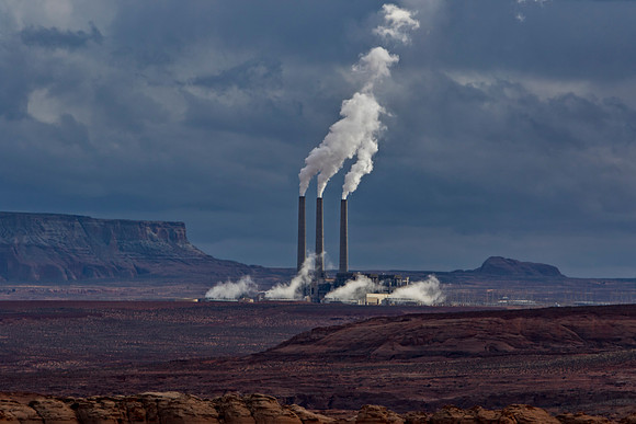 Industrial Power Plant Emitting Smoke