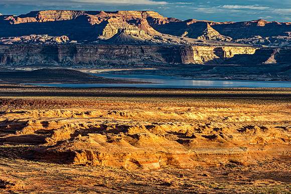 Desert Landscape with Mountains and Water