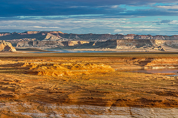 Desert Landscape with Mountains and Water