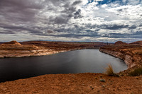 Lake Powell and Glen Canyon Dam Under Cloudy Skies