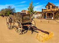 Old Western Wagon in Desert Town